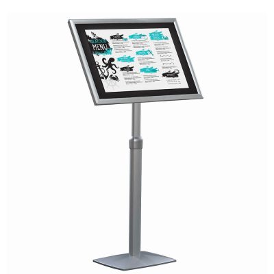 18x22 Flexible Floor Sign Stand & Menu Stand, Silver - Adjustable Height
