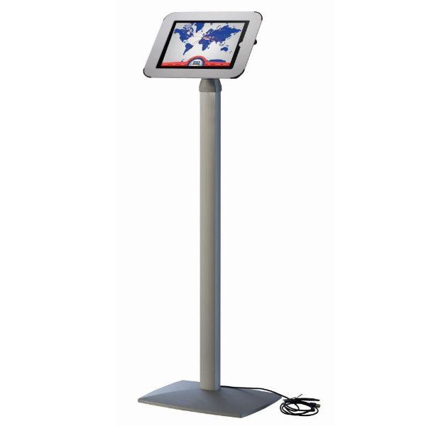 Fixed Height iPad Stand - White Aluminum Cover - Displays Market