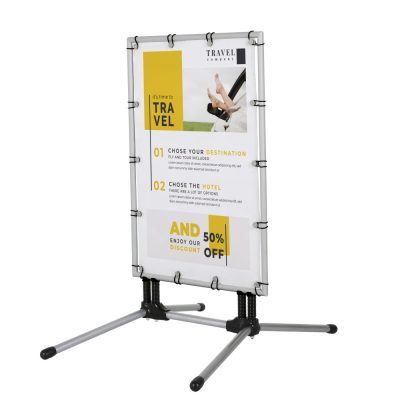 Banner SwingPro Sidewalk Sign with a silver frame and black feet