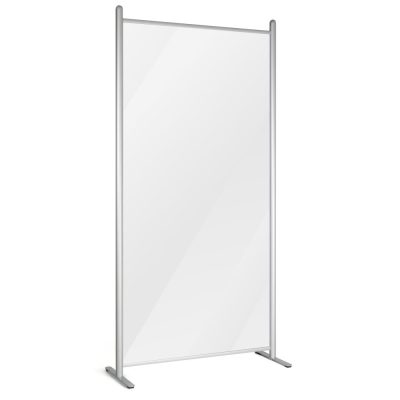 Clear wall separator with silver frame